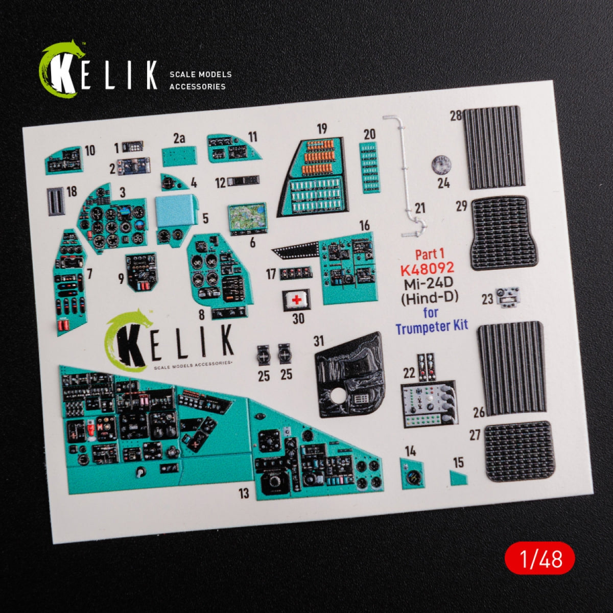 KELIK K48092 Mi-24D (Hind-D) interior 3D decals for Trumpeter kit 1/48 – zdjęcie 3