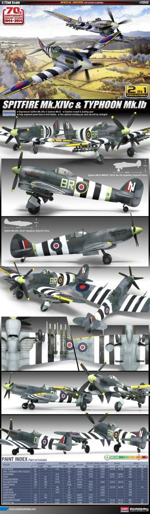 Academy 12512 SPITFIRE Mk.XIVc TYPHOON Mk.Ib 1/72 – zdjęcie 2