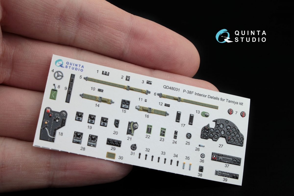 Quinta Studio QD48031 P-38F 3D-Printed &amp;amp; coloured Interior on decal paper (for Tamiya kit) 1/48 – Bild 2