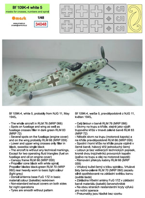 Omask 34048 Bf 109K-4 white 5 (masks for crosses, numbers and spiral) 1/48 – zdjęcie 2
