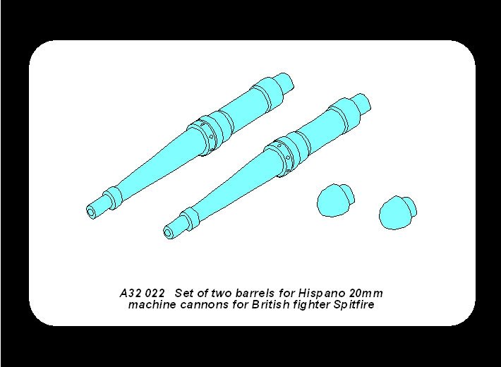 Aber A32022 Set of two barrels for Hispano 20mm machine cannons for British fighter Spitfire 1/32 – image 4