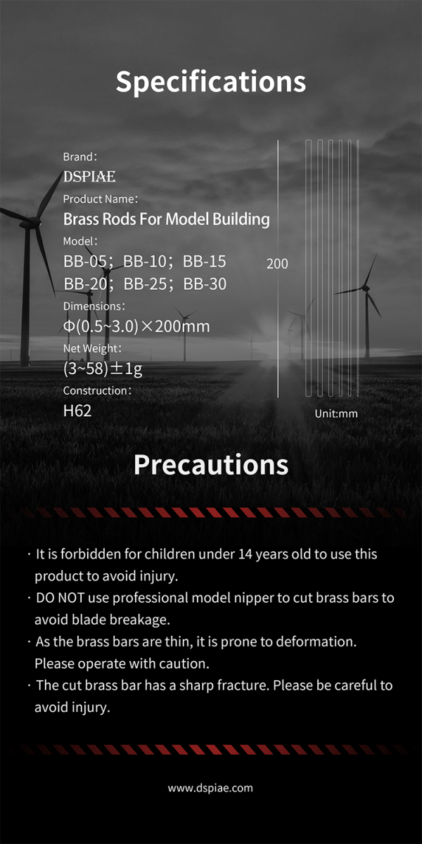 DSPIAE BB-2.0 Brass Rods For Model Building 2.0mm (6 PCS) / pręty miedziane – zdjęcie 7
