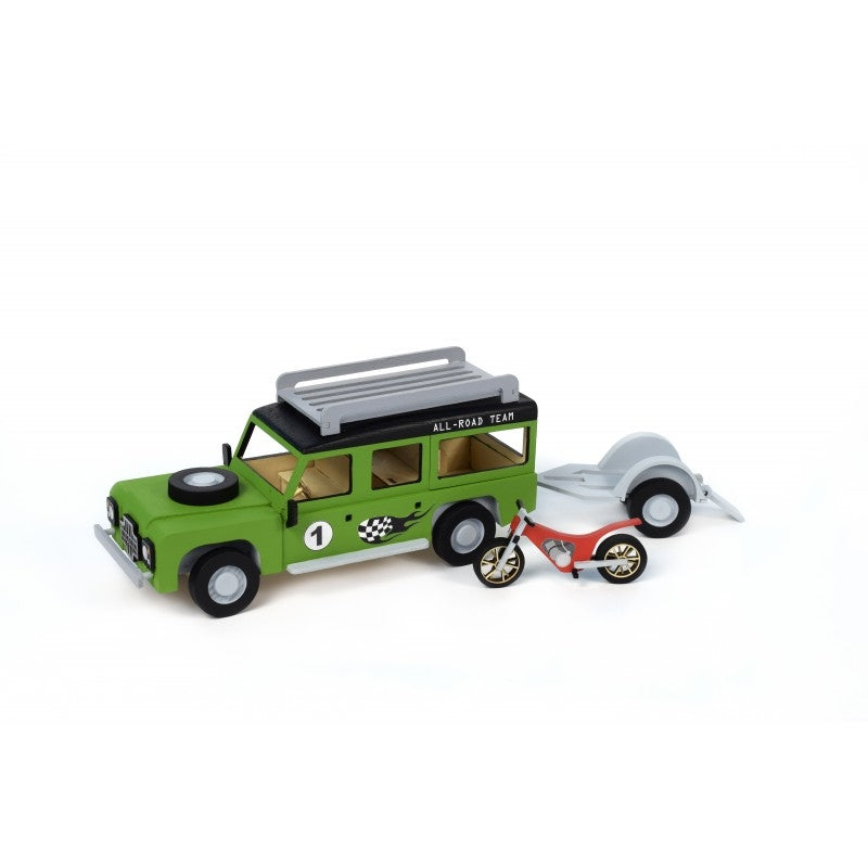 ARTESANIA LATINA 30521 Junior Collection - Land Rover z przyczepą i motocyklem