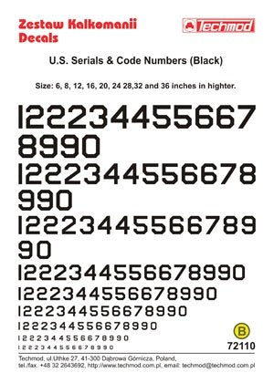 Techmod 72110 - US Serial &amp;amp; Code Numbers (1/72) – image 2