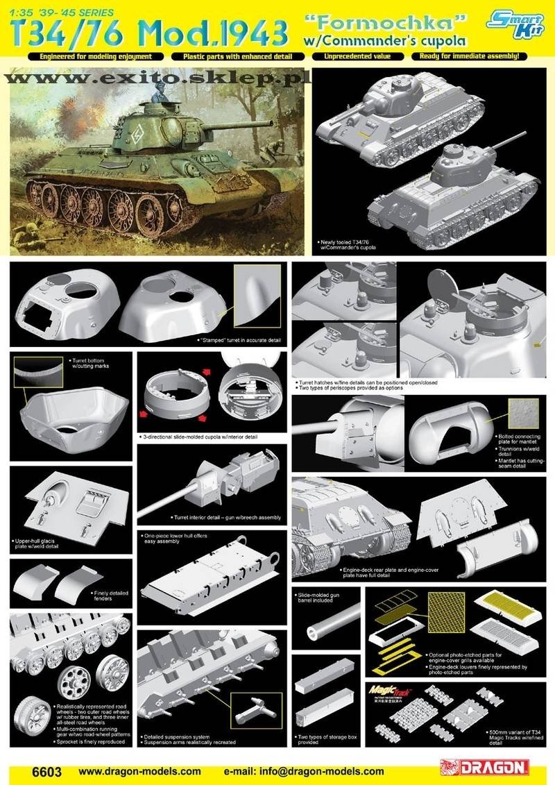 Dragon 6603 T34/76 Mod.1943 Formochka w /Commanders cupola 1/35 – Bild 2