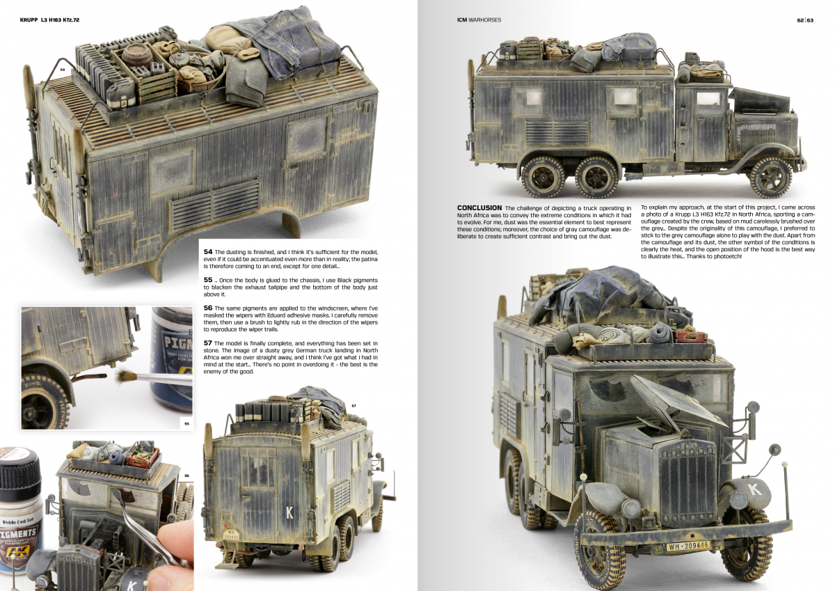 AK Interactive AK130011 ICM – HOW TO PAINT &amp;amp; WEATHER WW2 TRUCKS WARHORSES - English – zdjęcie 3