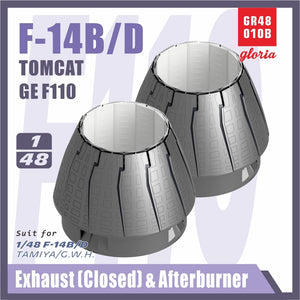 Gloria GR48010B F-14B/D F110-GE-400 Exhaust Nozzle &amp;amp; Afterburner CLOSED TAMIYA/GWH 1/48