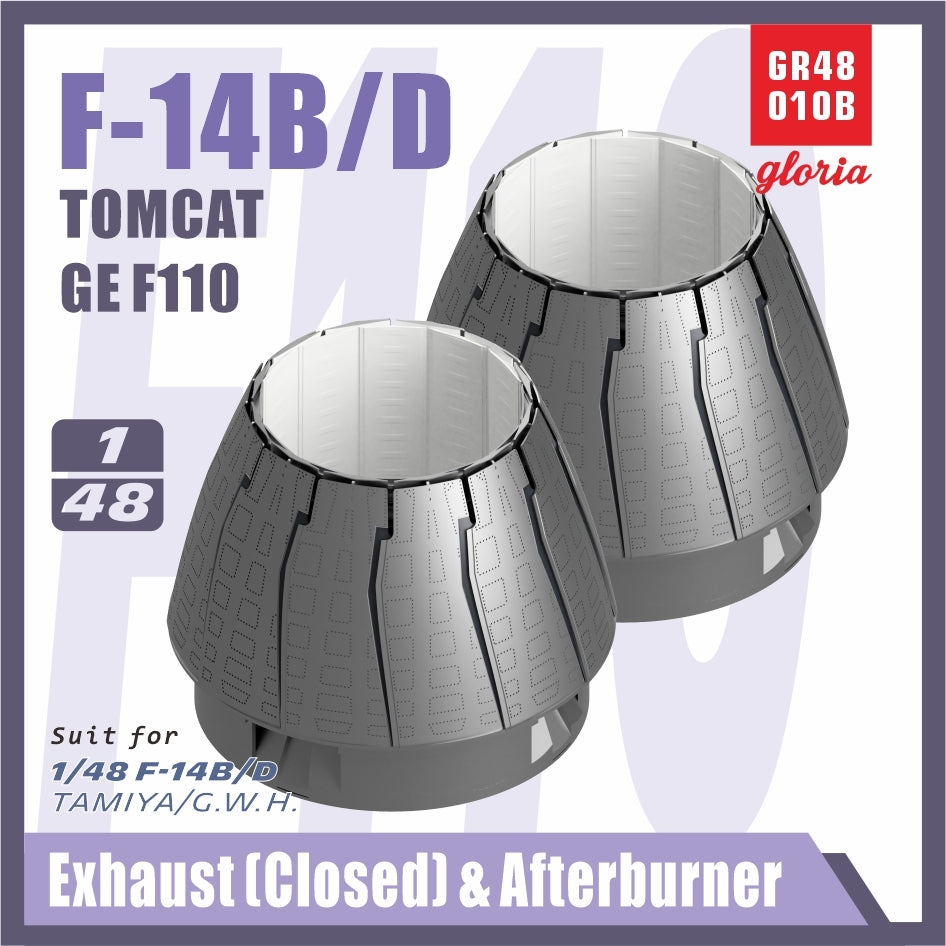 Gloria GR48010B F-14B/D F110-GE-400 Exhaust Nozzle &amp;amp; Afterburner CLOSED TAMIYA/GWH 1/48