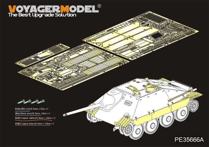 Maquette Voyager PE35666A Chasseur de chars Hetzer allemand de la Seconde Guerre mondiale pour DRAGON 6030 au 1/35