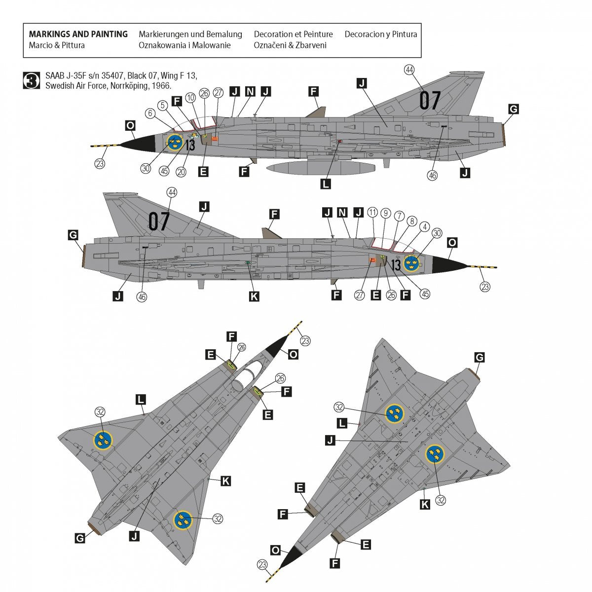 Hobby 2000 72055 Saab J-35F Draken ( HASEGAWA + CARTOGRAF + MASKI ) 1/72 – zdjęcie 3