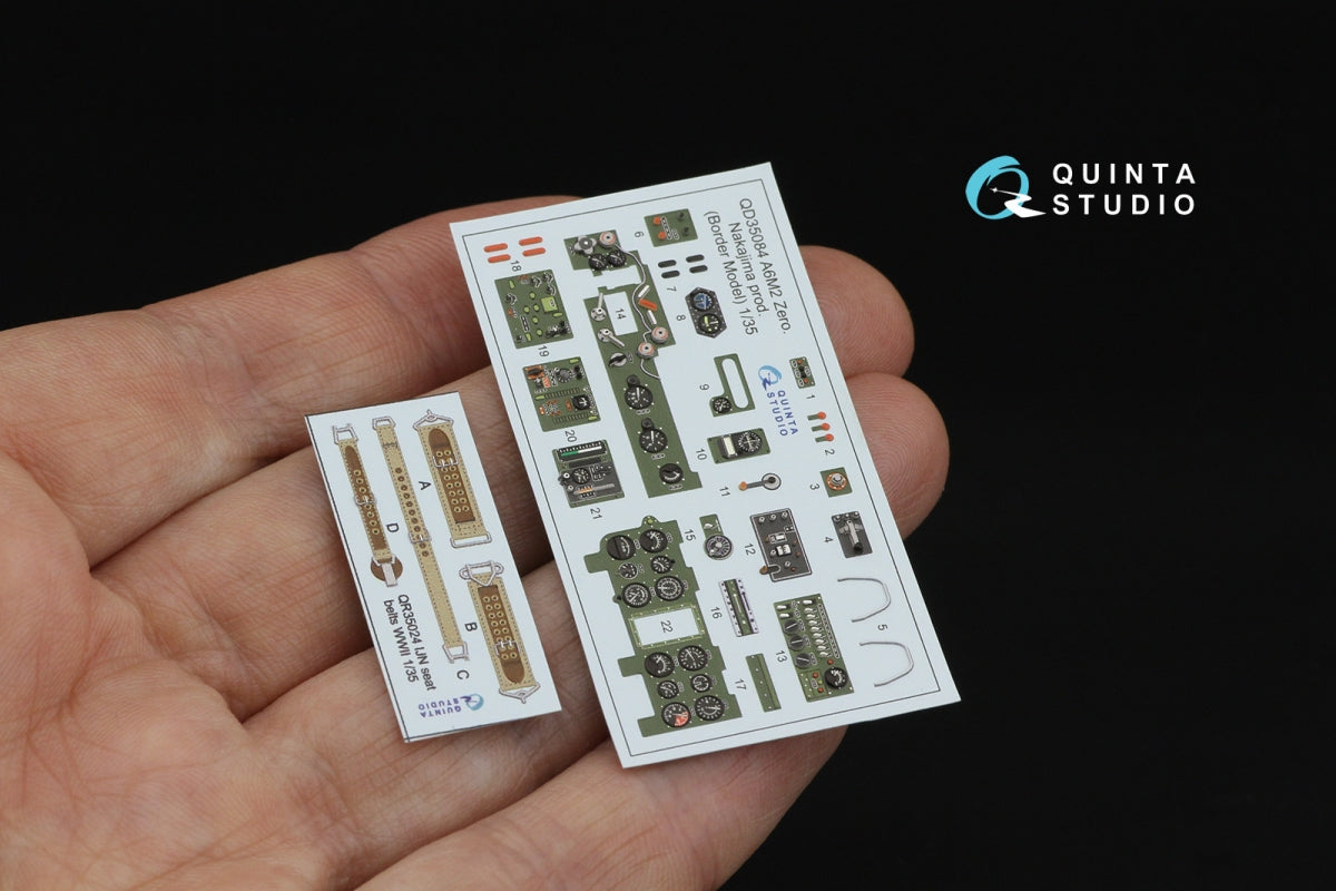 Quinta Studio QD35084 A6M2 Zero (Nakajima Prod.) 3D-Printed &amp;amp; coloured Interior on decal paper (Border Model) 1/35 – zdjęcie 2