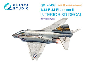 Quinta Studio QD+48489 F-4J Phantom II 3D-Printed &amp;amp; coloured Interior on decal paper (Academy) (with 3D-printed resin parts) 1/48