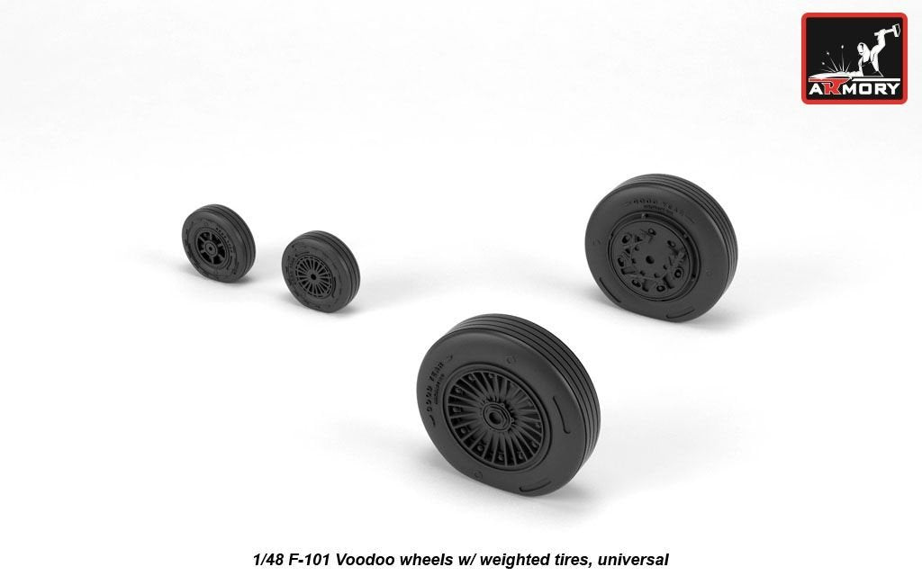 Armory Models AW48318 F-101 Voodoo wheels w/ optional nose wheels &amp;amp; weighted tyres 1/48 – zdjęcie 3