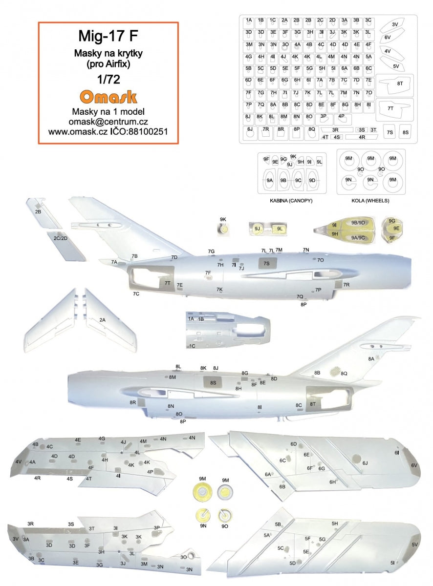 Omask 17006 Mig-17 F masks for panels (for Airfix) 1/72