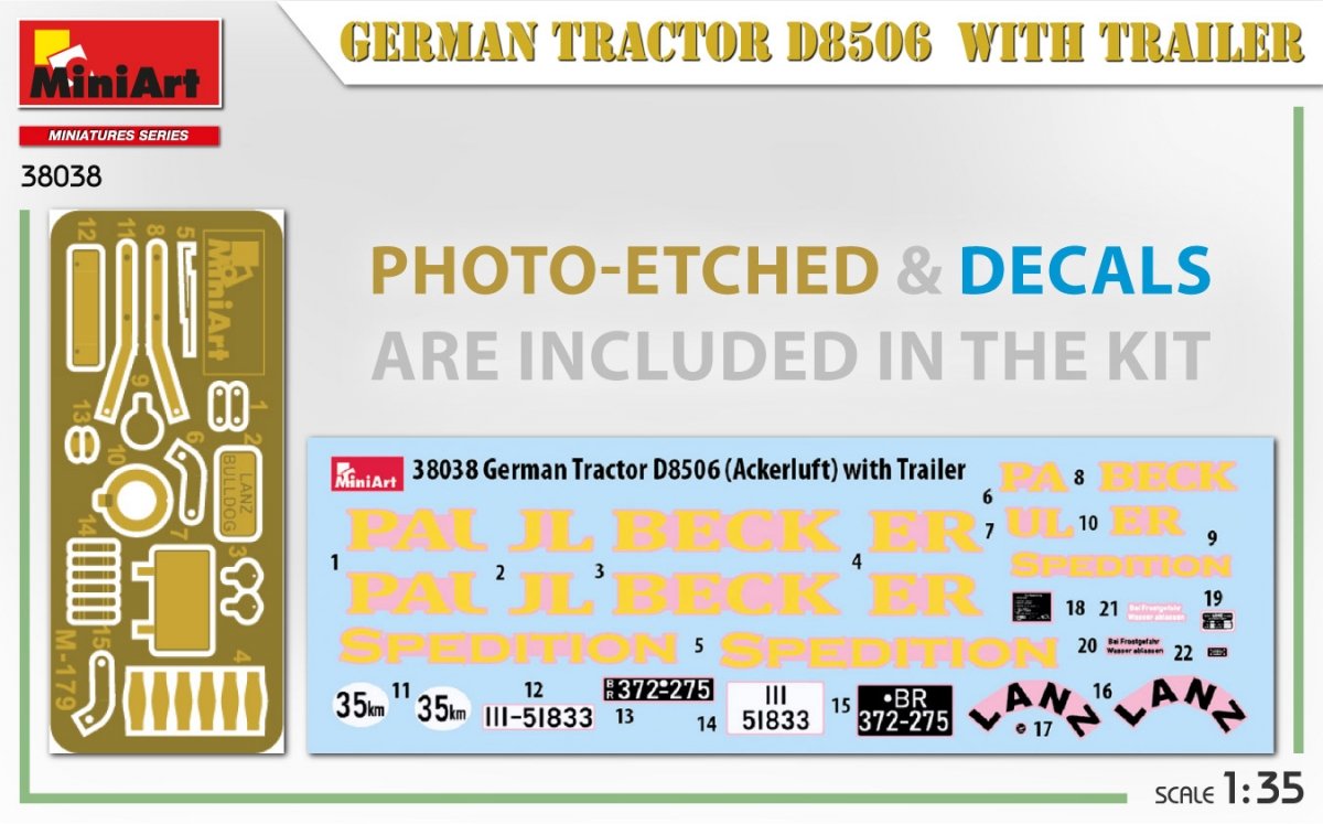 MiniArt 38038 German Tractor D8506 with trailer 1/35 – zdjęcie 3