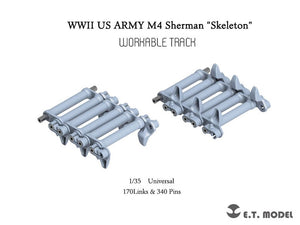 E.T. Model P35-091 WWII US ARMY M4 Sherman&amp;quot;Skeleton&amp;quot; Workable Track (3D Printed) 1/35