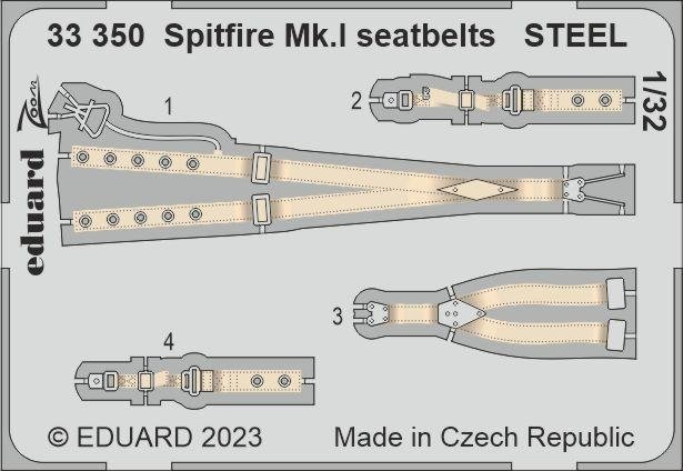 Eduard 33350 Spitfire Mk. et ceintures de sécurité STEEL KOTARE 1/32