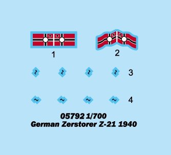 Trumpeter 05792 German Zerstorer Z-21 1940 1/700 – zdjęcie 3