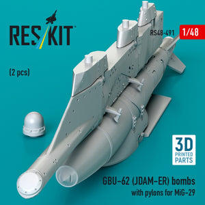 RESKIT RS48-0491 GBU-62 (JDAM-ER) bombs with pylons for MiG-29 &amp;quot;Fulcrum&amp;quot; (2 pcs) (3D Printed) 1/48 – zdjęcie 2