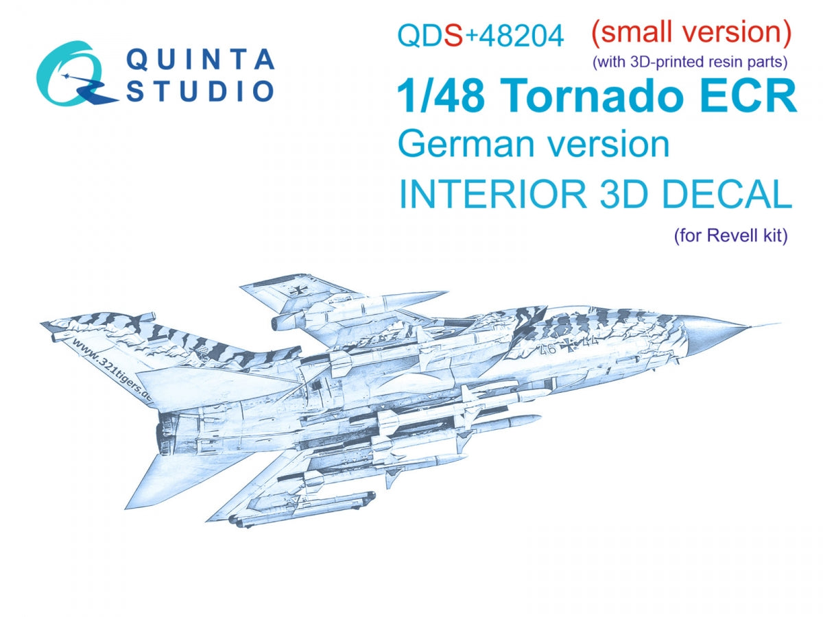 Quinta Studio QDS+48204 Tornado ECR German 3D-Printed &amp;amp; coloured Interior on decal paper (Revell) (small version) (with 3D-printed resin parts) 1/48
