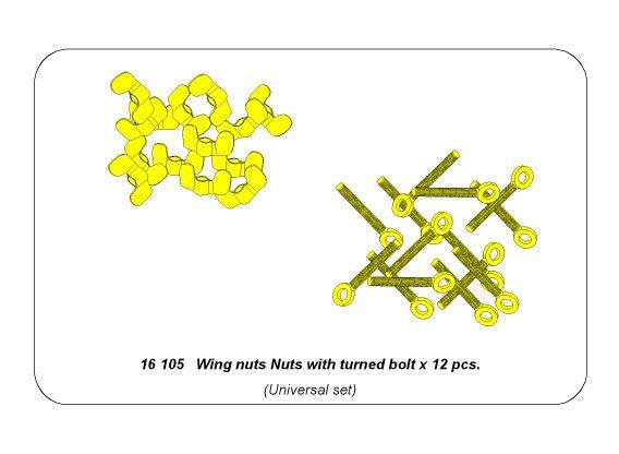 Aber 16105 Wing nuts with turned bolt x 12 pcs. 1/16 – zdjęcie 5