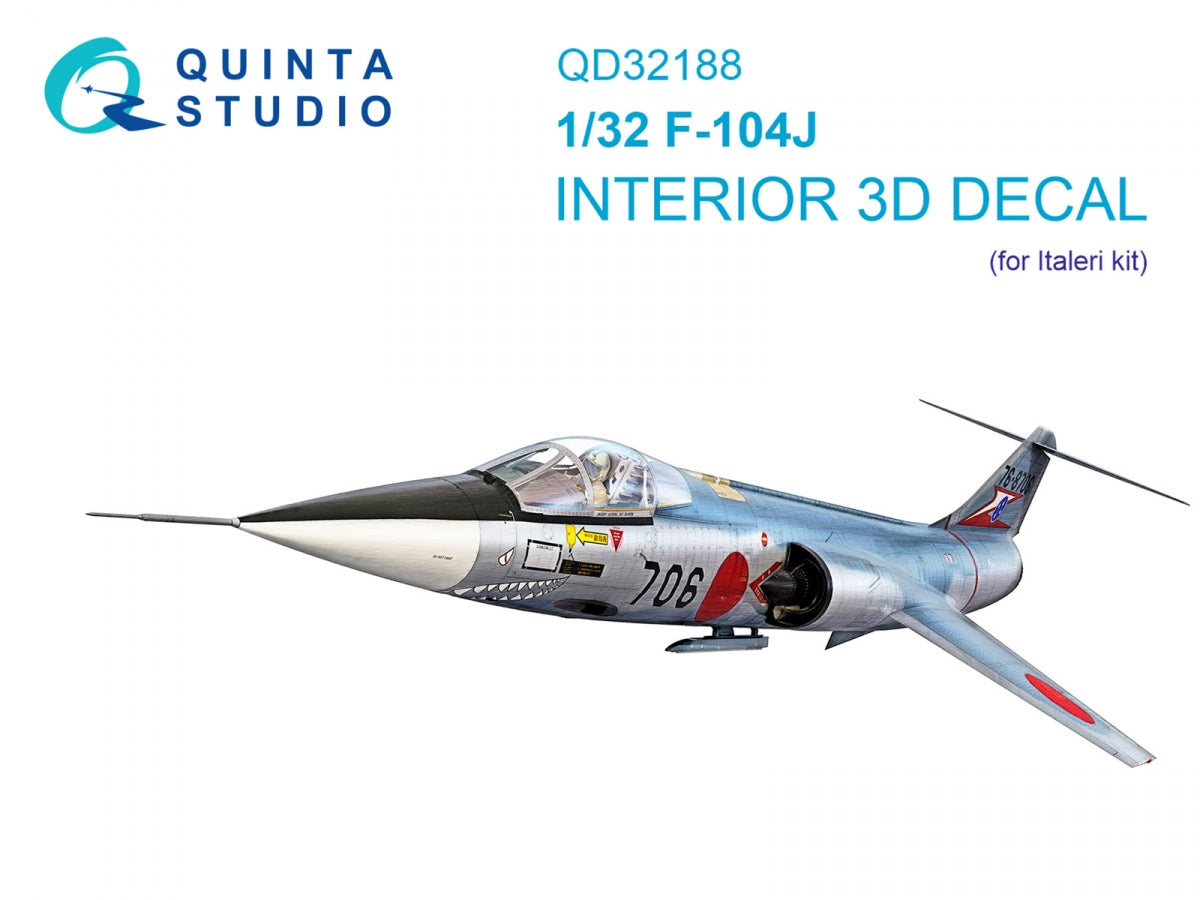 Quinta Studio QD32188 F-104J 3D-Printed colored Interior on decal paper (Italeri) 1/32