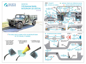 Quinta Studio QD35154 Humvee family 3D-Printed &amp;amp; coloured Interior on decal paper (ICM) 1/35 – zdjęcie 2