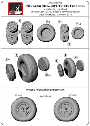 Armory Models AW32006 Mikoyan MiG-29A/B/UB Fulcrum wheels, early, weighted 1/32 – Bild 6