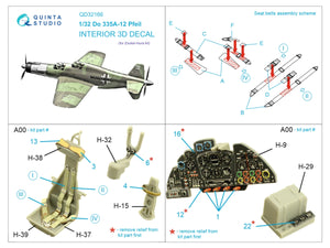 Quinta Studio QD32166 Do 335A-12 3D-Printed &amp;amp; coloured Interior on decal paper (Zoukei-Mura) 1/32 – zdjęcie 2