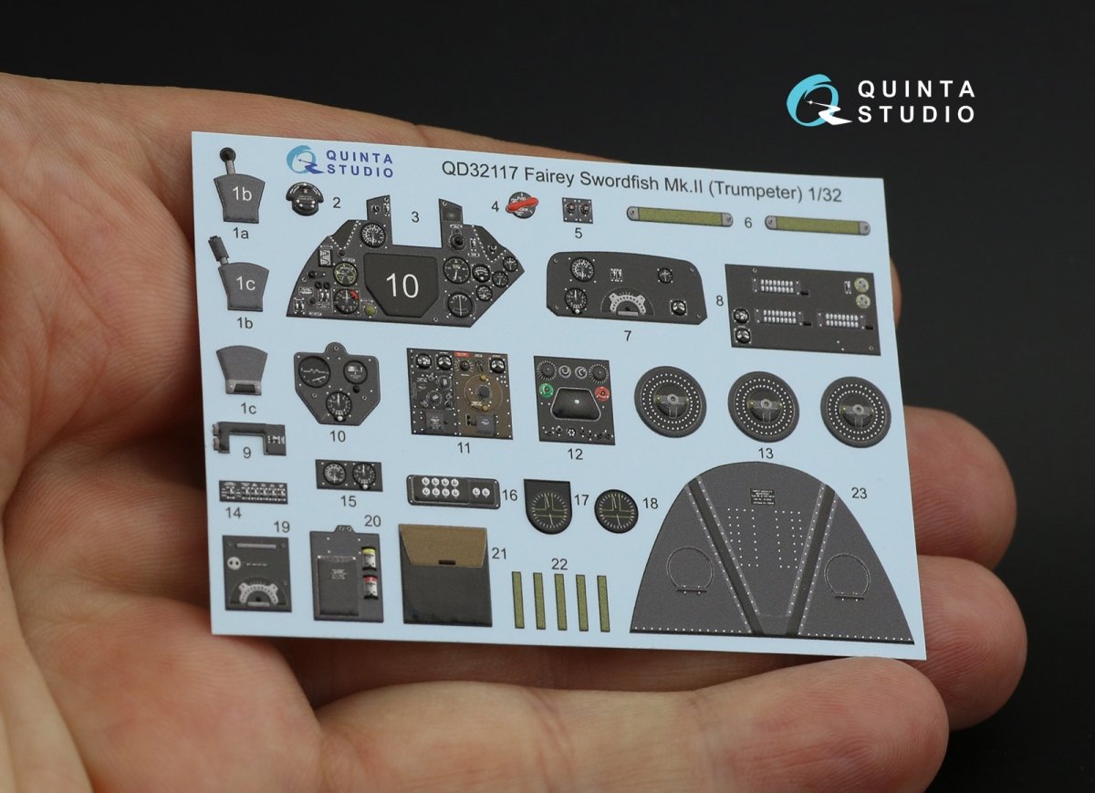 Quinta Studio QD32117 Fairey Swordfish Mk.II 3D-Printed &amp;amp; coloured Interior on decal paper (Trumpeter) 1/32 – zdjęcie 3