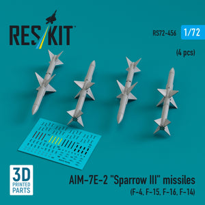 RESKIT RS72-0456 AIM-7E2 &amp;quot;Sparrow III&amp;quot; missiles (4 pcs) (3D Printed) 1/72