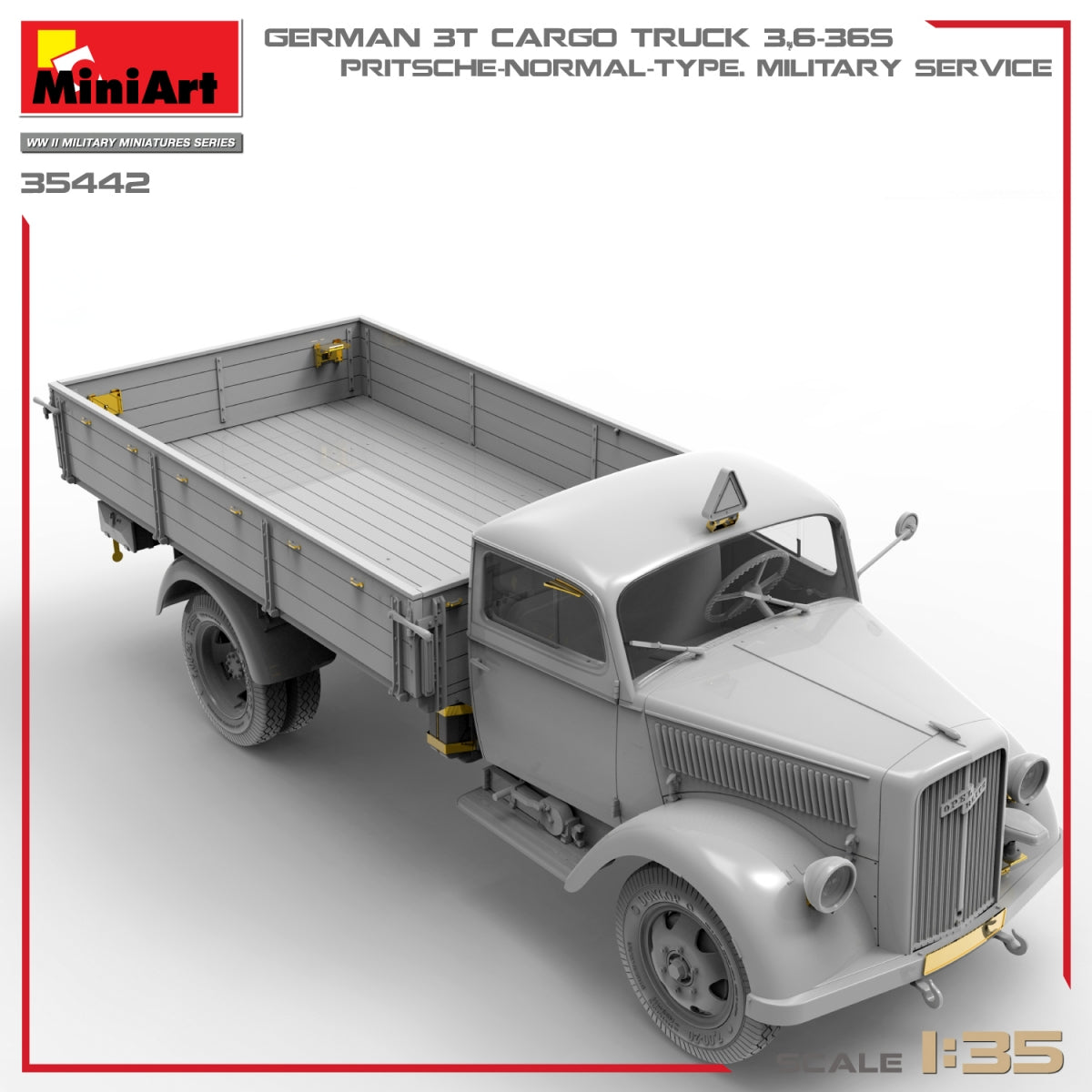 Miniart 35442 GERMAN 3T CARGO TRUCK 3,6-36S. PRITSCHE-NORMAL-TYPE. MILITARY SERVICE 1/35 – zdjęcie 9