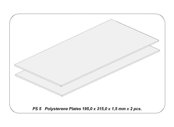 Aber PS-5 White polystyrene plates 195 x 315 x 1.50 mm x 2 pcs. – image 2