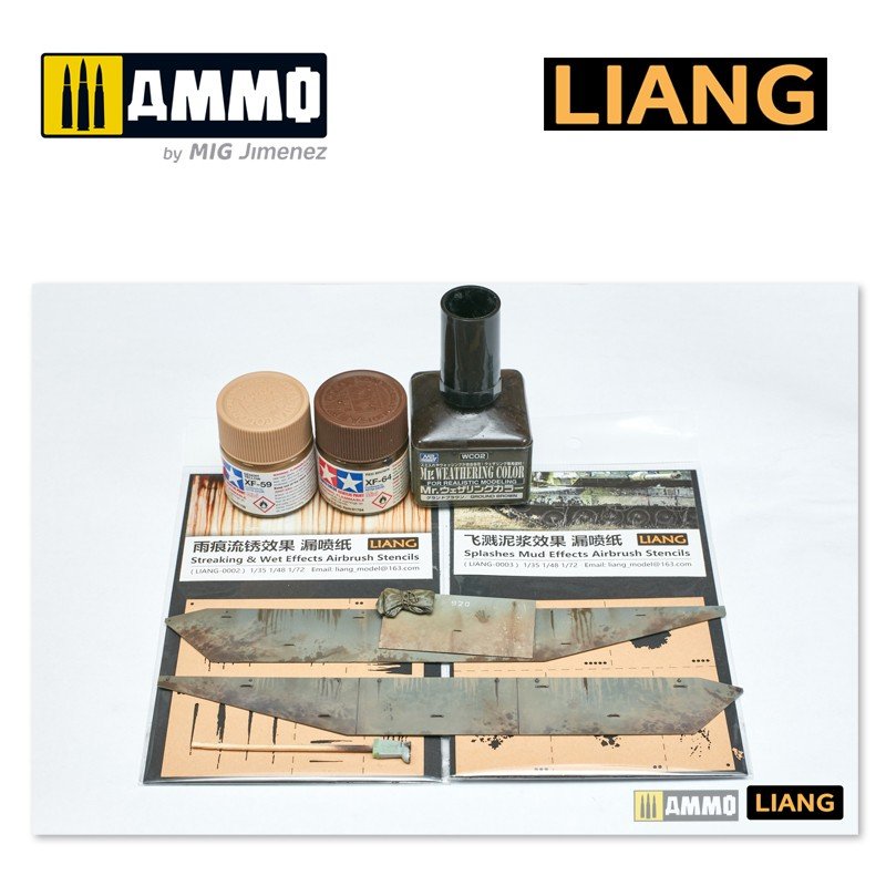 Liang 0003 Splashes Mud Effects Airbrush Stencils – zdjęcie 5
