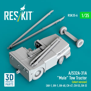 RESKIT RSK35-0006 A/S32A-31A "Mule" Tow Tractor (short version) (AH-1, UH-1, UH-60, CH-47, CH-53, SH-3) (3D Printed model kit) 1/35