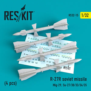 RESKIT RS32-0015 R-27R SOVIET MISSILES (4PCS) 1/32