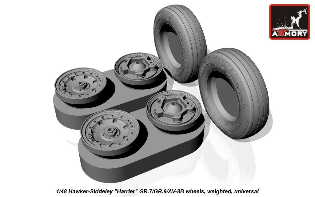 Armory Models AW48405 Hawker-Siddeley Harrier GR.7/GR.9/AV-8B wheels w/ weighted tyres 1/48 – zdjęcie 6