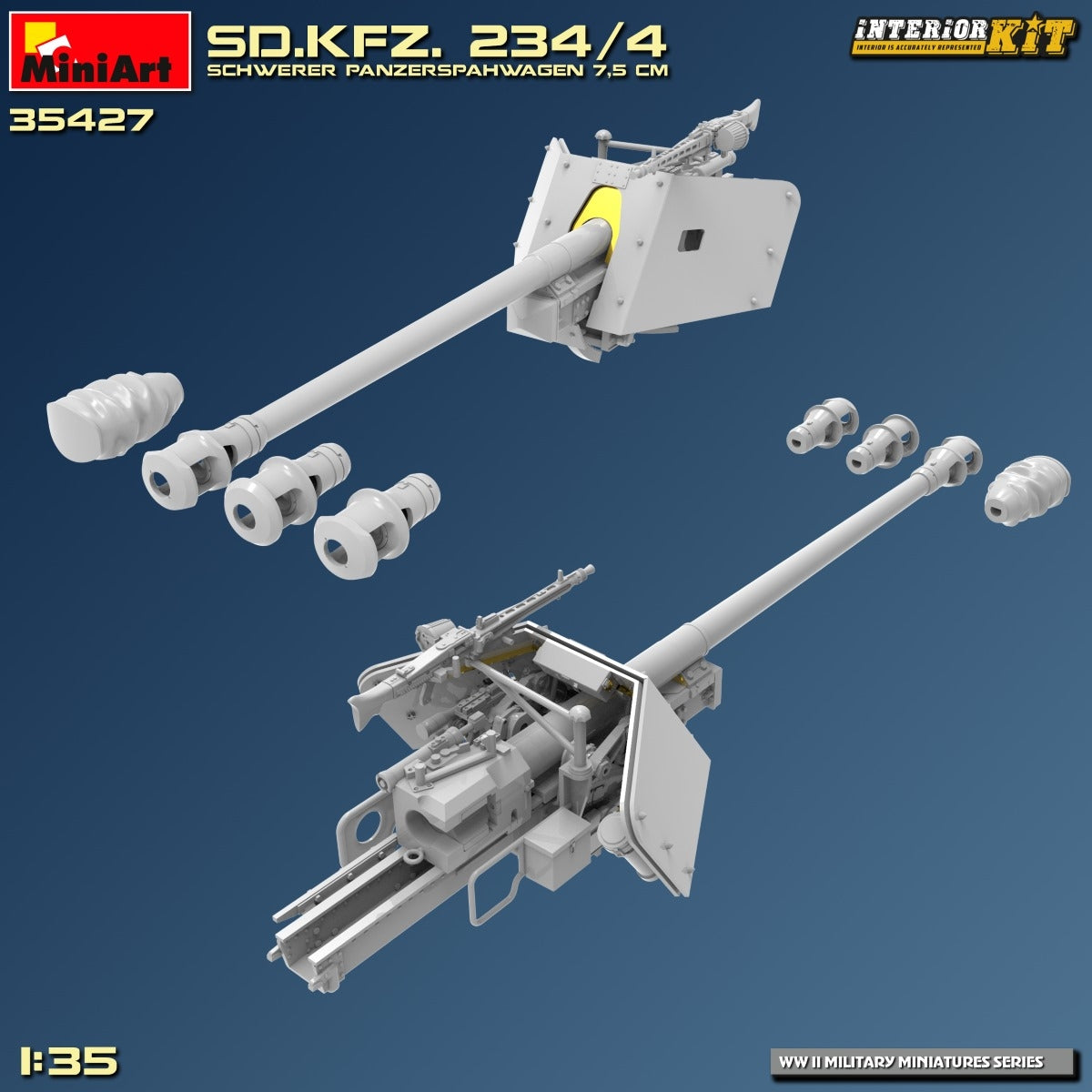 MiniArt 35427 Sd.Kfz. 234/4 SCHWERER PANZERSPÄHWAGEN 7,5 cm. INTERIOR KIT 1/35 – zdjęcie 17
