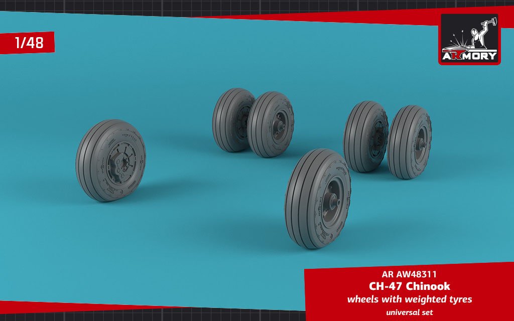 Armory Models AW48311 CH-47 Chinook wheels w/ weighted tires 1/48 – image 2