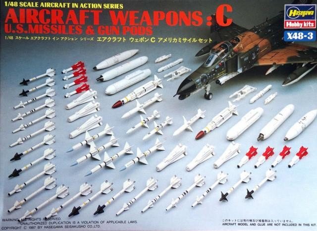 Hasegawa X48-3 AIRCRAFT WEAPONS: C U.S Smart Bombs Target Pods 1/48