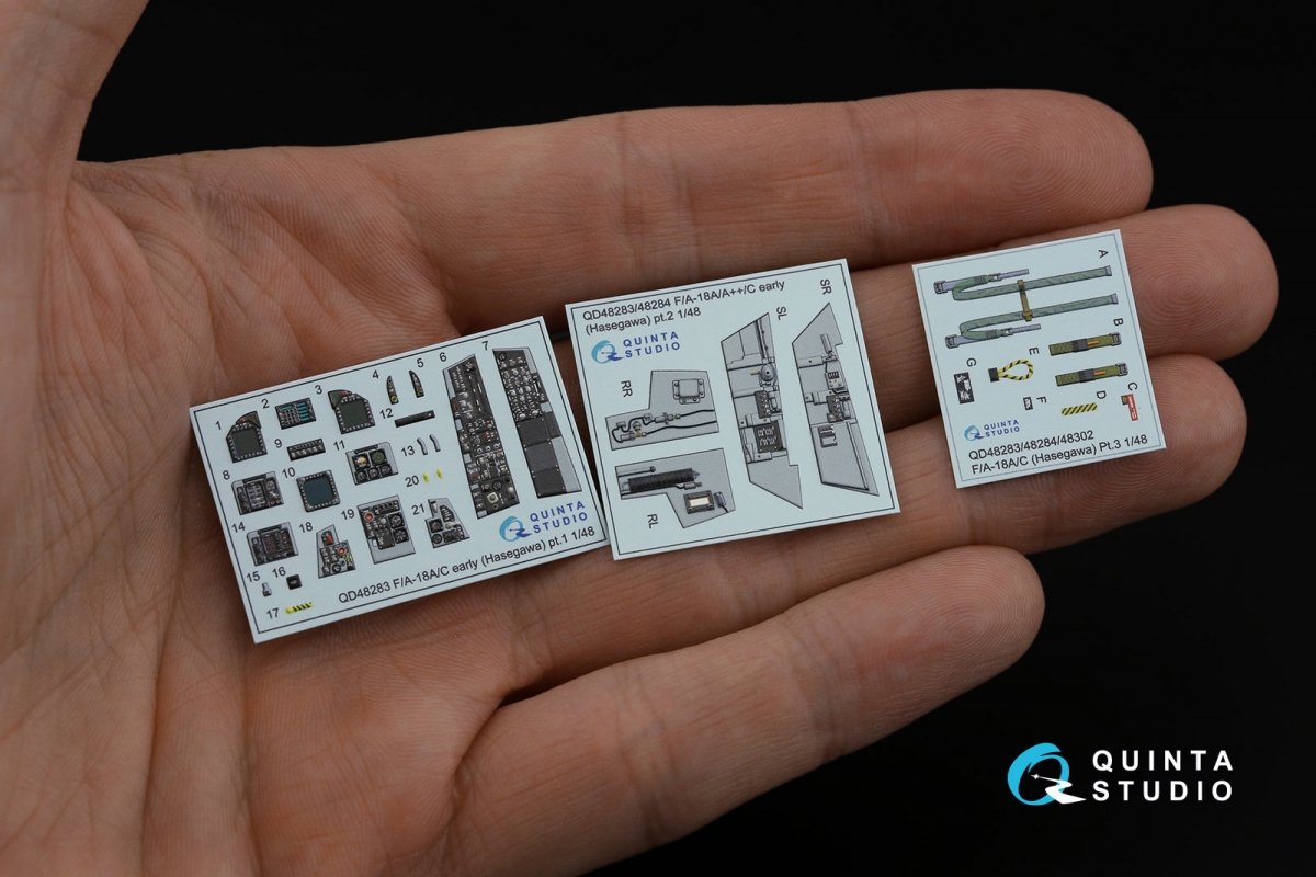 Quinta Studio QD48283 F/A-18A / C early 3D-Printed &amp;amp; colored Interior on decal paper (Hasegawa) 1/48 – image 3