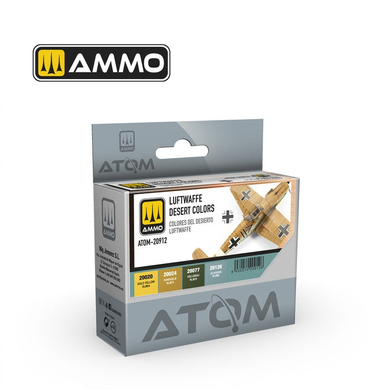 AMMO by Mig Jimenez 20912 ATOM Acrylic Paint: Luftwaffe Desert Color Set