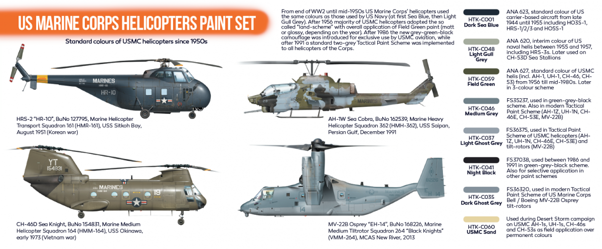 Hataka HTK-CS14 ORANGE LINE – US Marine Corps Helicopters Paint Set (8x17ml) – zdjęcie 3