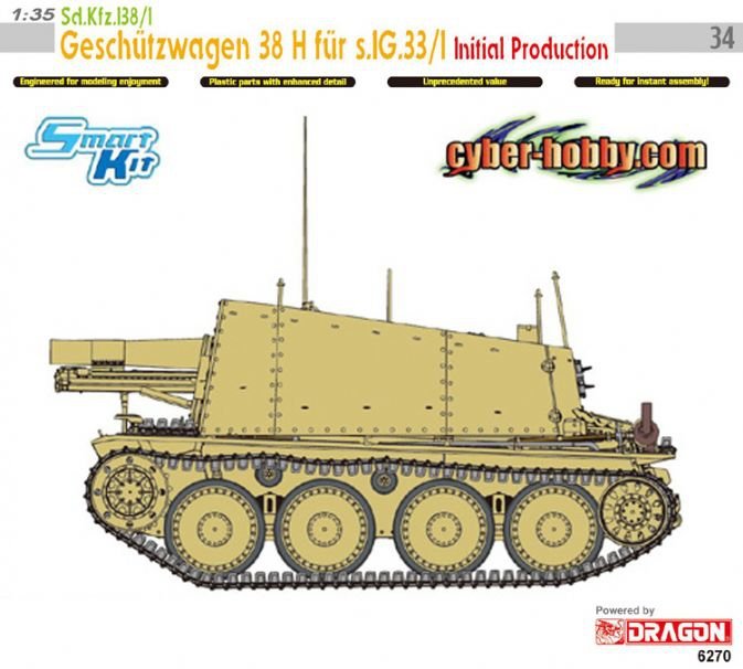 Cyber Hobby 6270 Sd.Kfz.138/1 Geschutzwagen 38 H fur s.IG.33/1 Initial Production 1/35