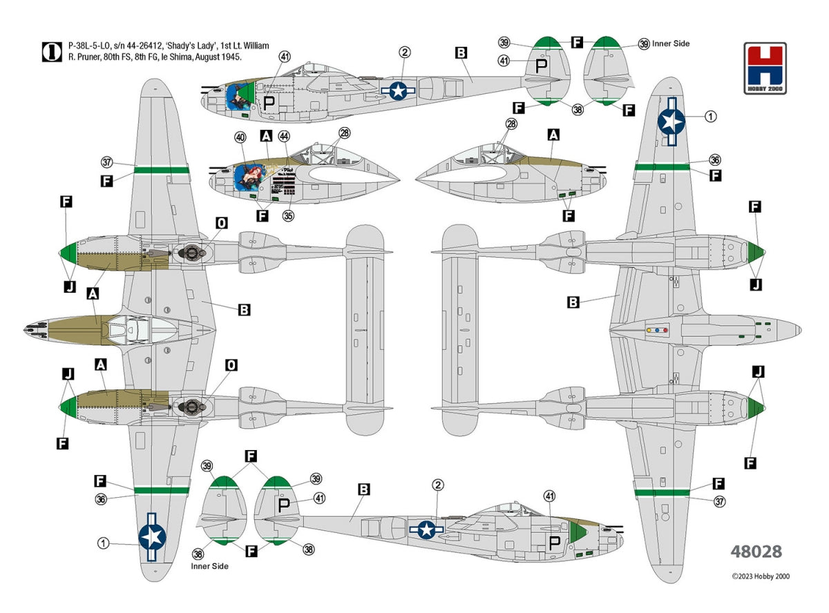 Hobby 2000 48028 P-38L Lightning 80th Fighter Squadron (ACADEMY+ CARTOGRAF + MASKI) 1/48 – zdjęcie 3