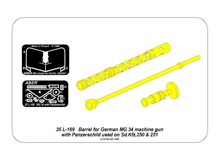 Aber 35L-169 Lufa do niemieckiego karabinu MG34 z pancerną osłoną 1/35 – imagen 2