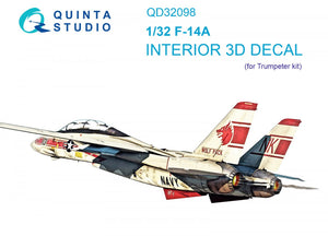 Quinta Studio QD32098 F-14A 3D-Printed &amp;amp; colored Interior on decal paper ( Trumpeter ) 1/32
