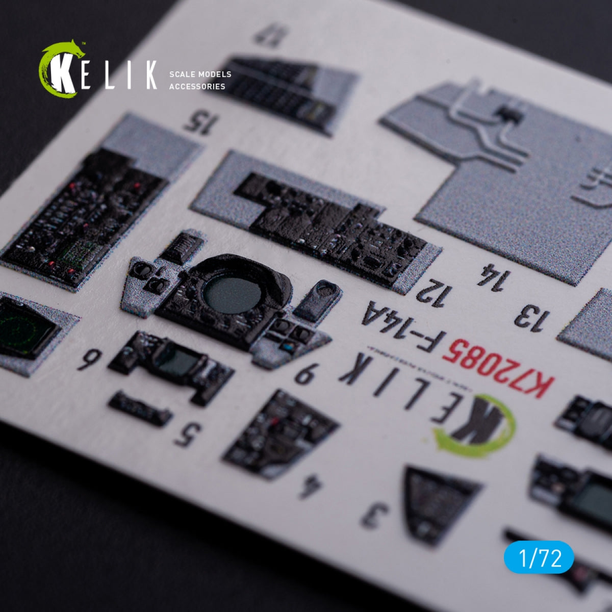 KELIK K72085 F-14A Tomcat - interior 3D decals for Hasegawa kit 1/72 – Bild 8