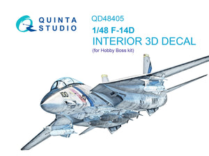 Quinta Studio QD48405 F-14D 3D-Printed &amp;amp; coloured Interior on decal paper (Hobby Boss) 1/48
