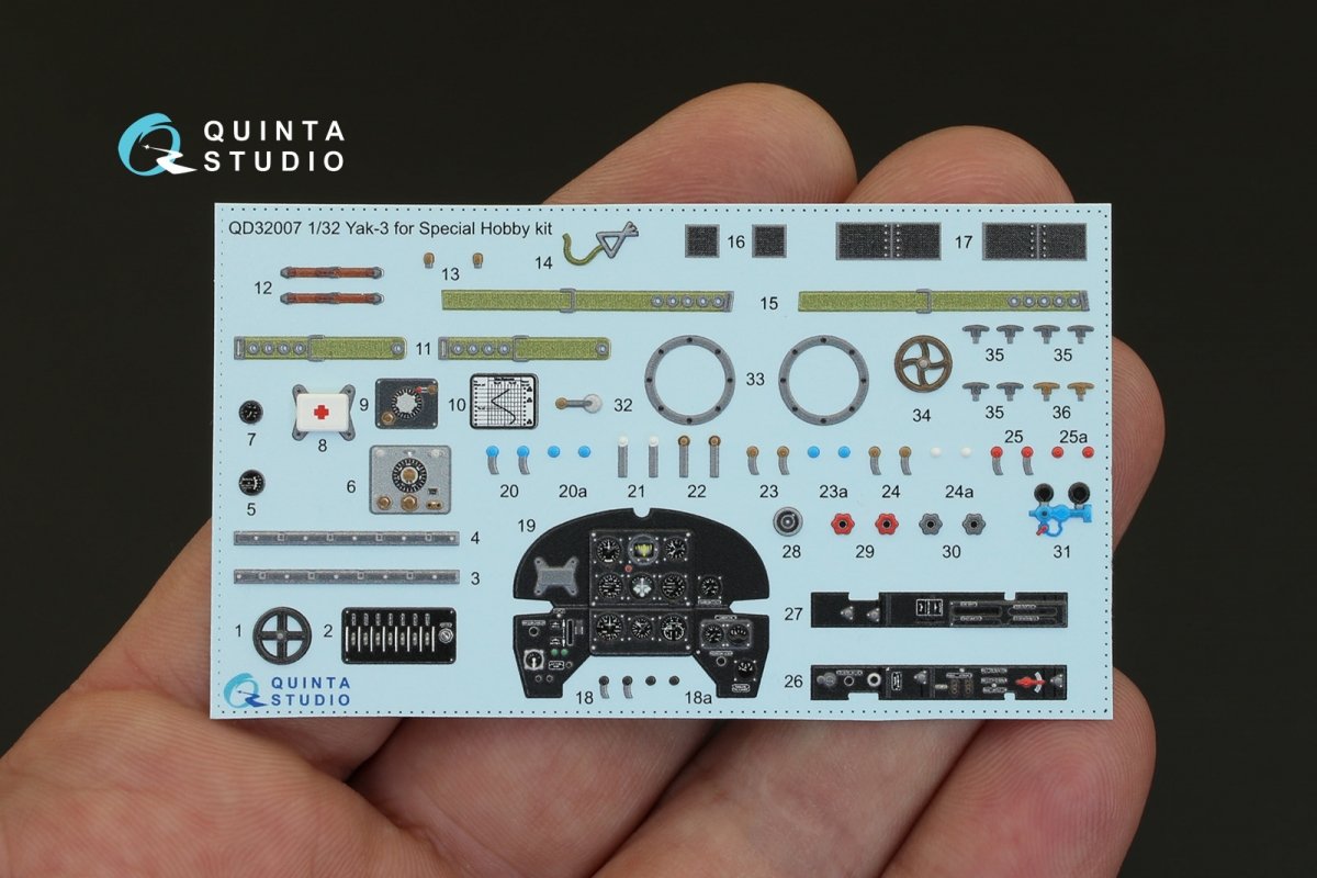 Quinta Studio QD32007 Yak-3 3D-Printed &amp;amp; colored Interior on decal paper (for Special Hobby kit) 1/32 – image 2